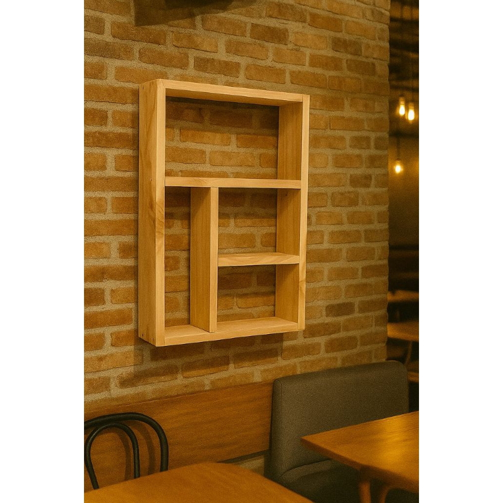 Rak cafe rak dinding kayu minimalis jati belanda