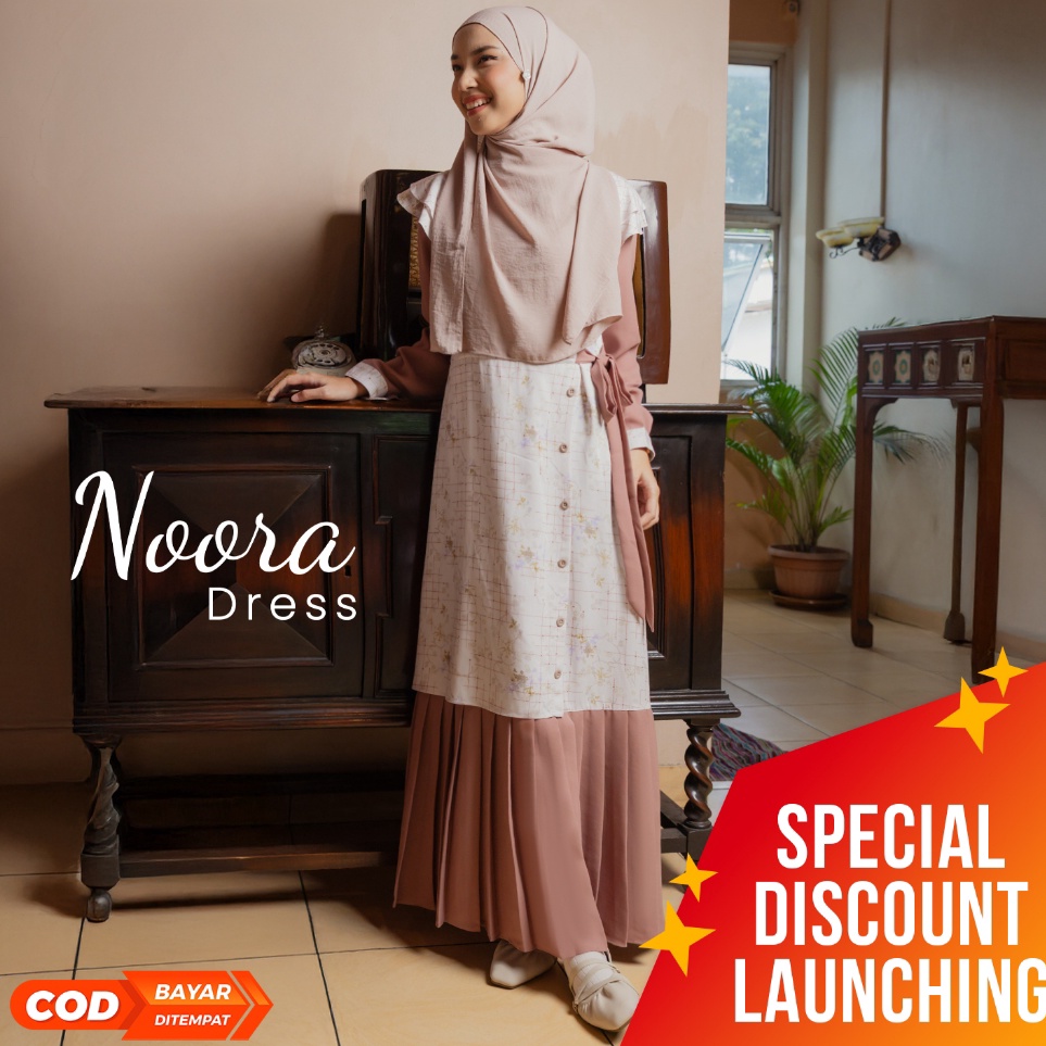 KODE H96F JILBRAVE Noora Dress Gamis Best Seller Lebaran Simple Elegant Look Feminine Casual Raya Co