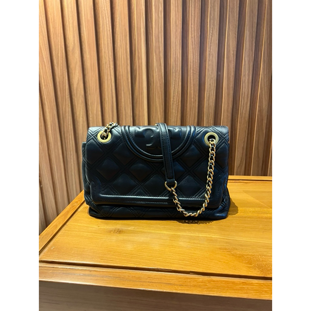 (preloved) TB medium soft fleming bag black