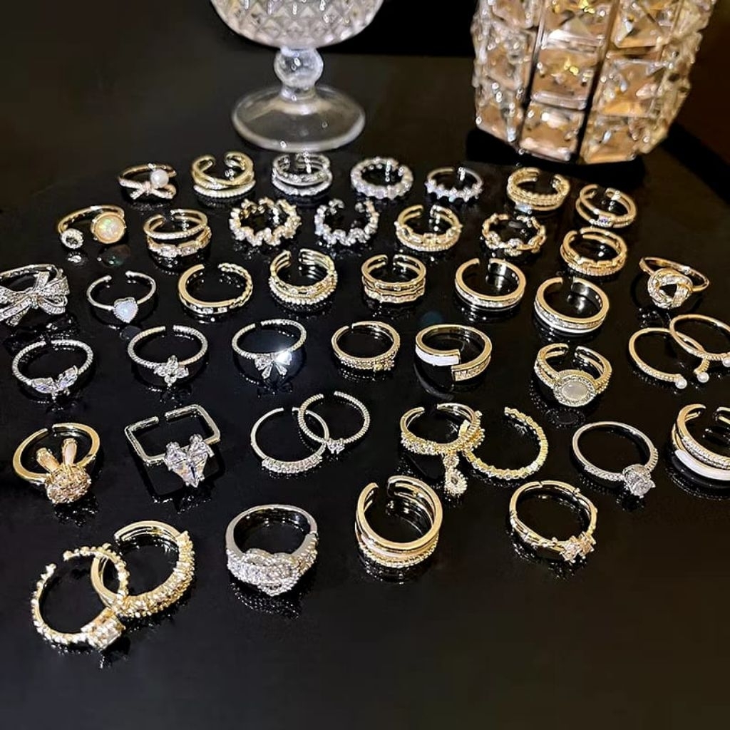 Cincin Titanium Wanita Anti Karat Cincin Wanita Korea Aesthetic Ukuran Dapat Disesuaikan