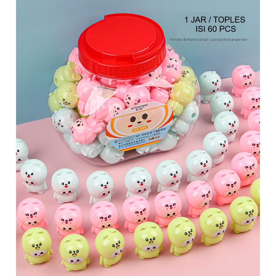 

(1 JAR 60 PCS) Serutan Rautan Pensil Sharpener Pencil Motif Cute Bear