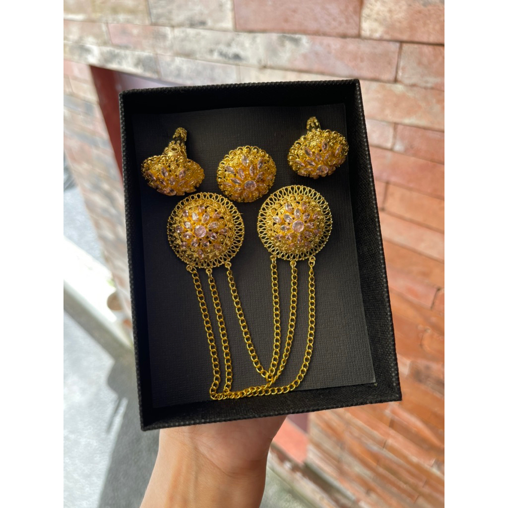 Set Bros Alpaka Bulat JR Subeng besar Permata Pink