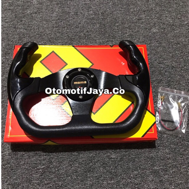 Stir Setir racing momo model pesawat 13 inch full hitam import 8989