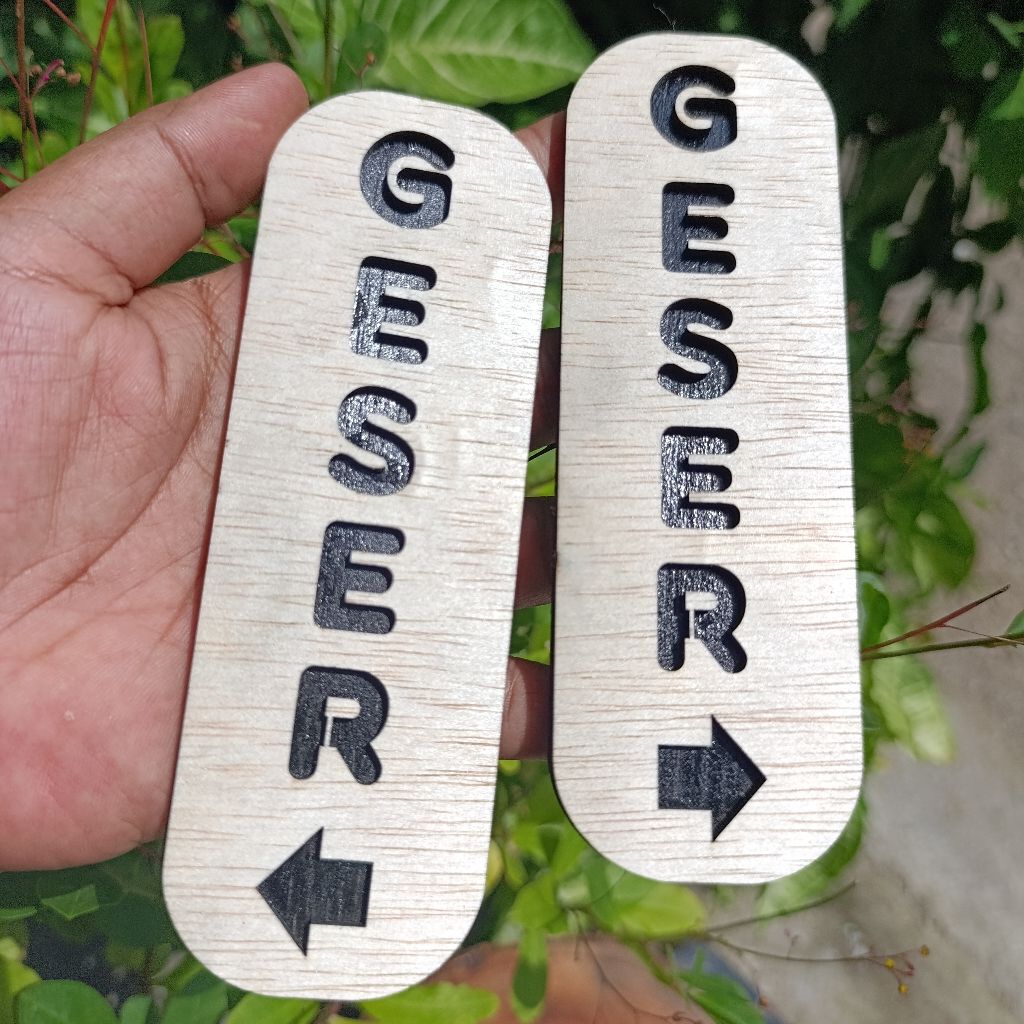 Sign Pintu Geser Tulisan "GESER" – Cuting Laser