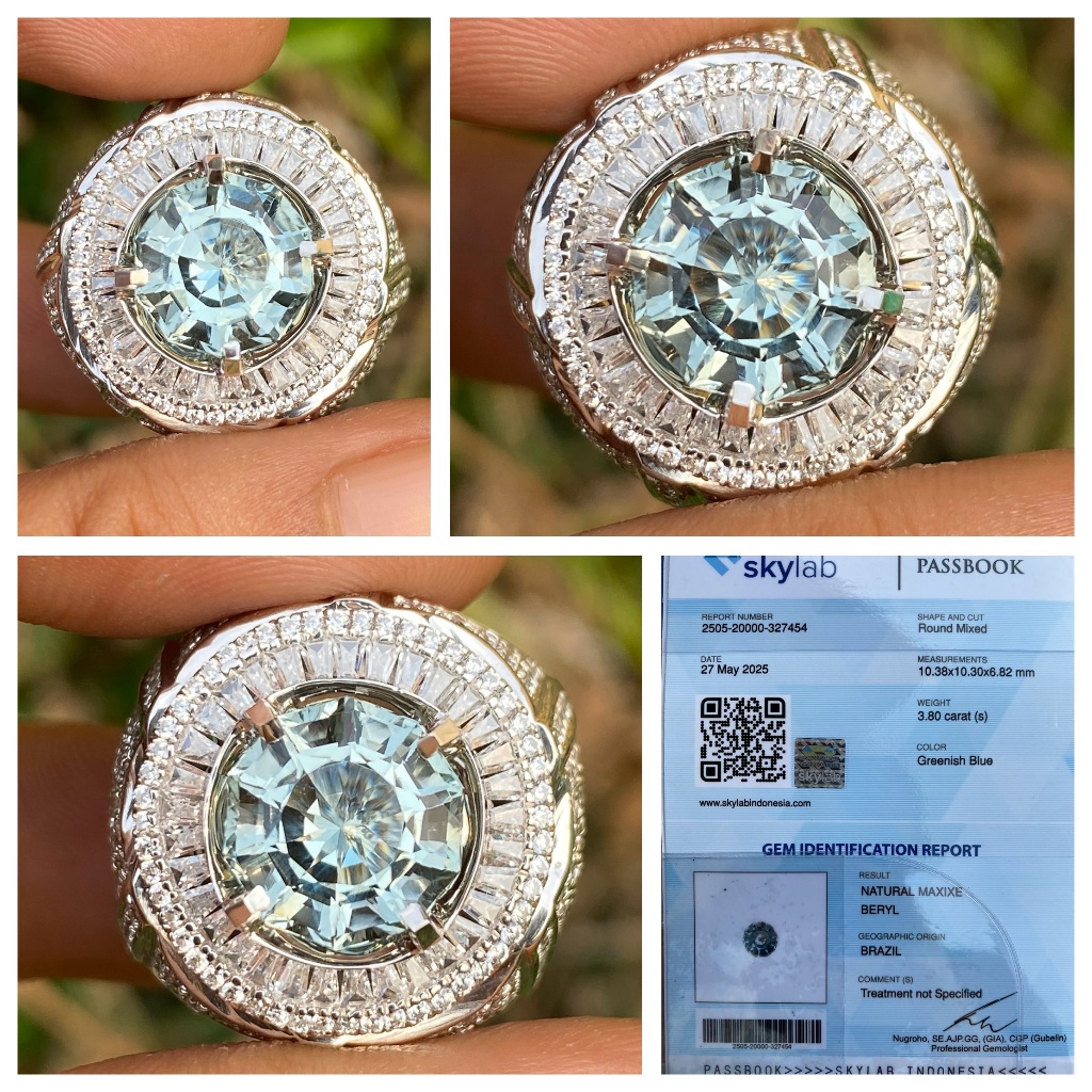 Natural 3.80ct maxixe beryl brutal luster passbook skylab