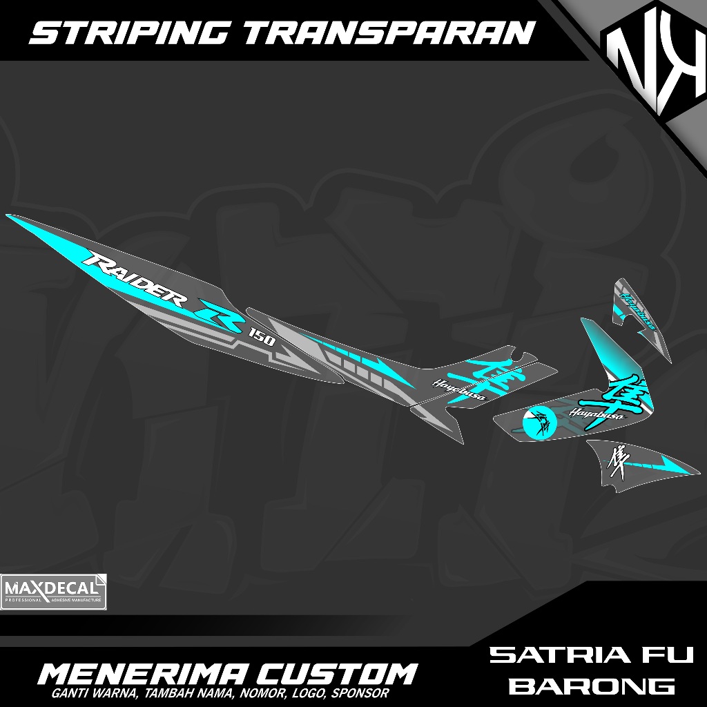 Striping Variasi Bening Transparan Satria Fu Barong Stiker Semifull Fu Barong Motif Hayabusa