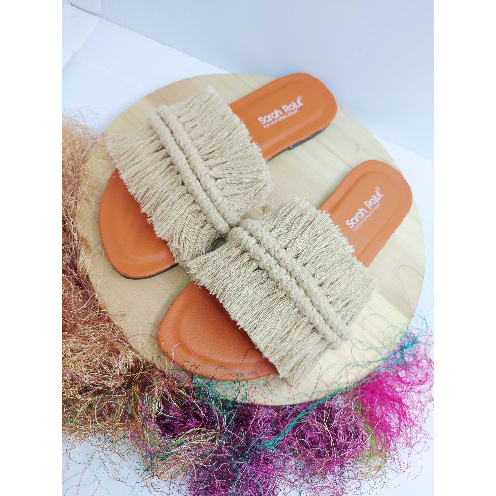 Sandal Selop Wanita Non Slip Rajut Import flat ORI bisa COD