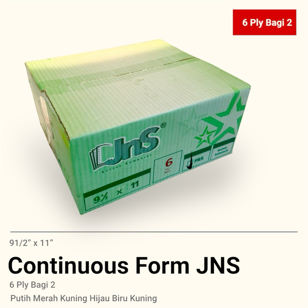 

Kertas Countinuous Form Uk 9.5"×11"/2 6 ply Bagi 2 Kertas Komputer K6/2 NCR /JNS