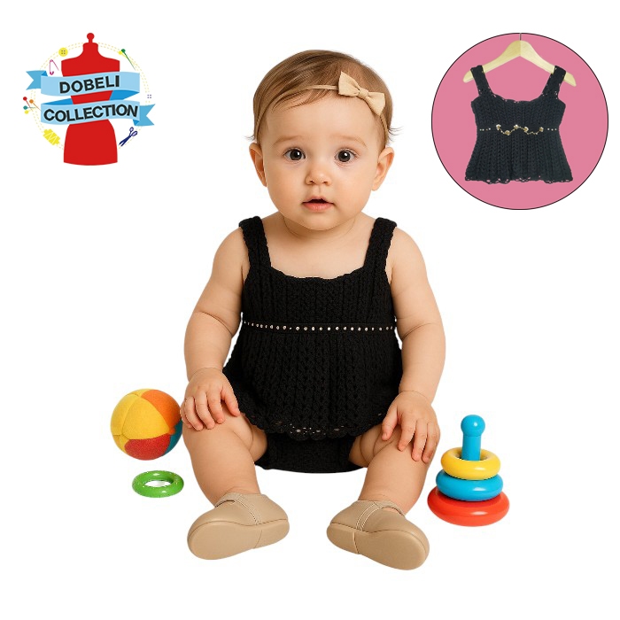 BAJU ATASAN BLOUSE DRESS RAJUT CROCHET BAYI ANAK PEREMPUAN 6-12 BULAN DCDNG-14