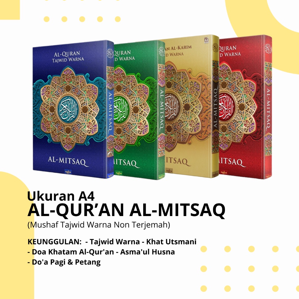 KODE Q88S Alquran AlMitsaq A4 Hard Cover Mushaf Non Terjemah Tajwid Warna Tulisan Besar Untuk Orang 