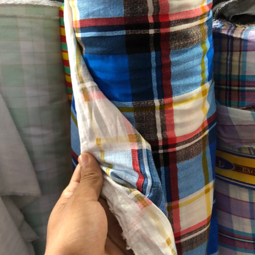 kain katun motif kotak - kain katun motif korea - kain katun motif impor - kain katun premium pg