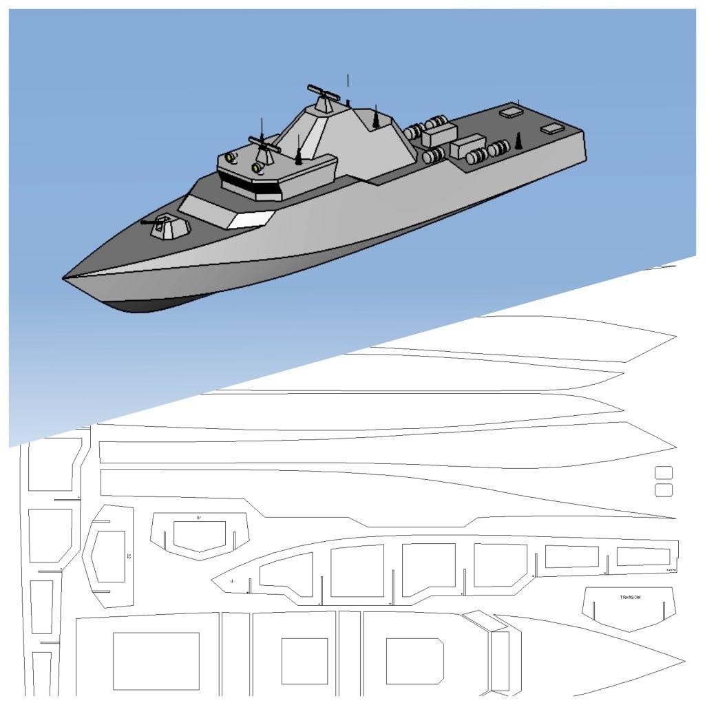 Desain Gambar Pola Miniatur Kapal Rc Boat Plan Patrol Boat 1
