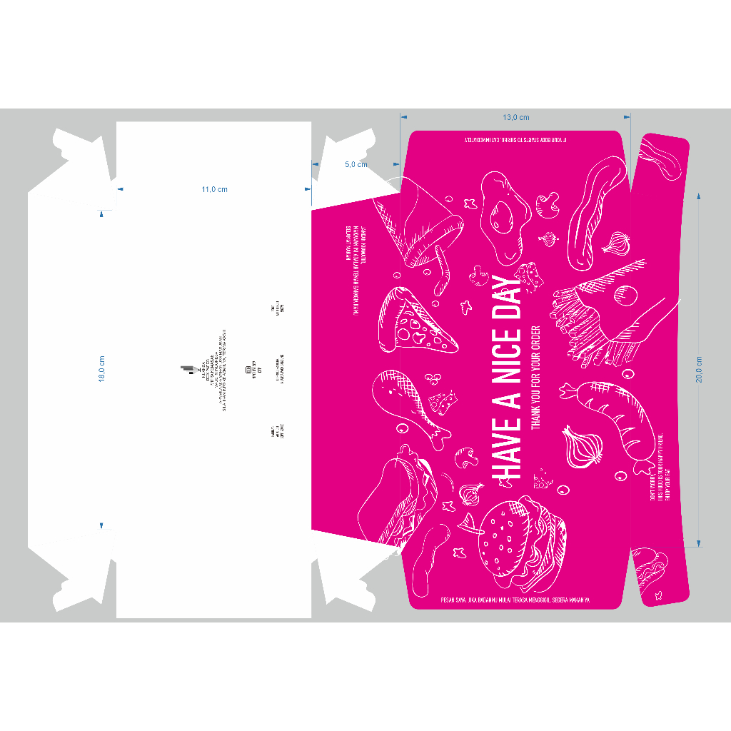 

Dus kemasan Lunch Box kemasan new desain Bahan ivori Eco Foodgrade Laminasi Nasi Ayam Geprek