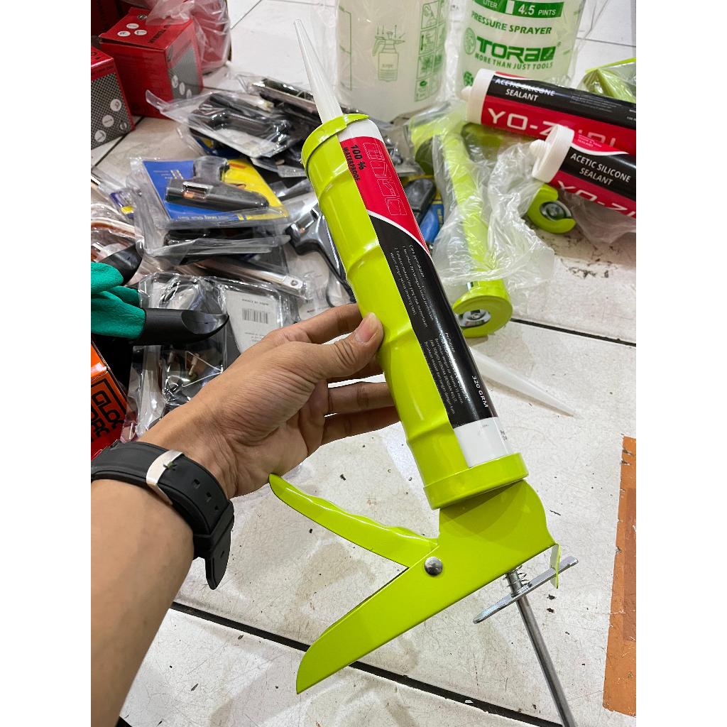 Paket Lem Kaca Dan Tembakan Sealant - Silicone Silent Botol Warna [ BENING - HITAM - PUTIH ] Seng Ba