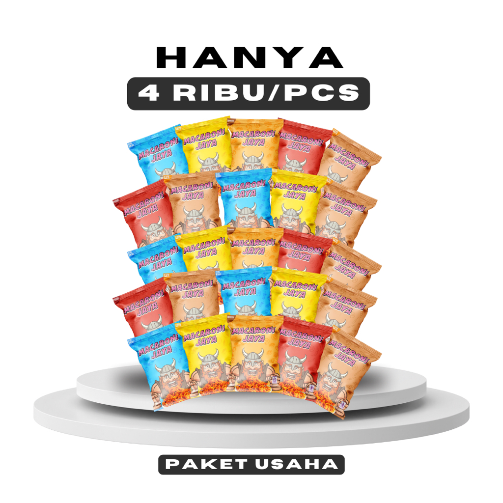 

Paket Usaha Macaroni Jaya - Makaroni Snack Makanan Ringan 50 Gram 25 Pcs