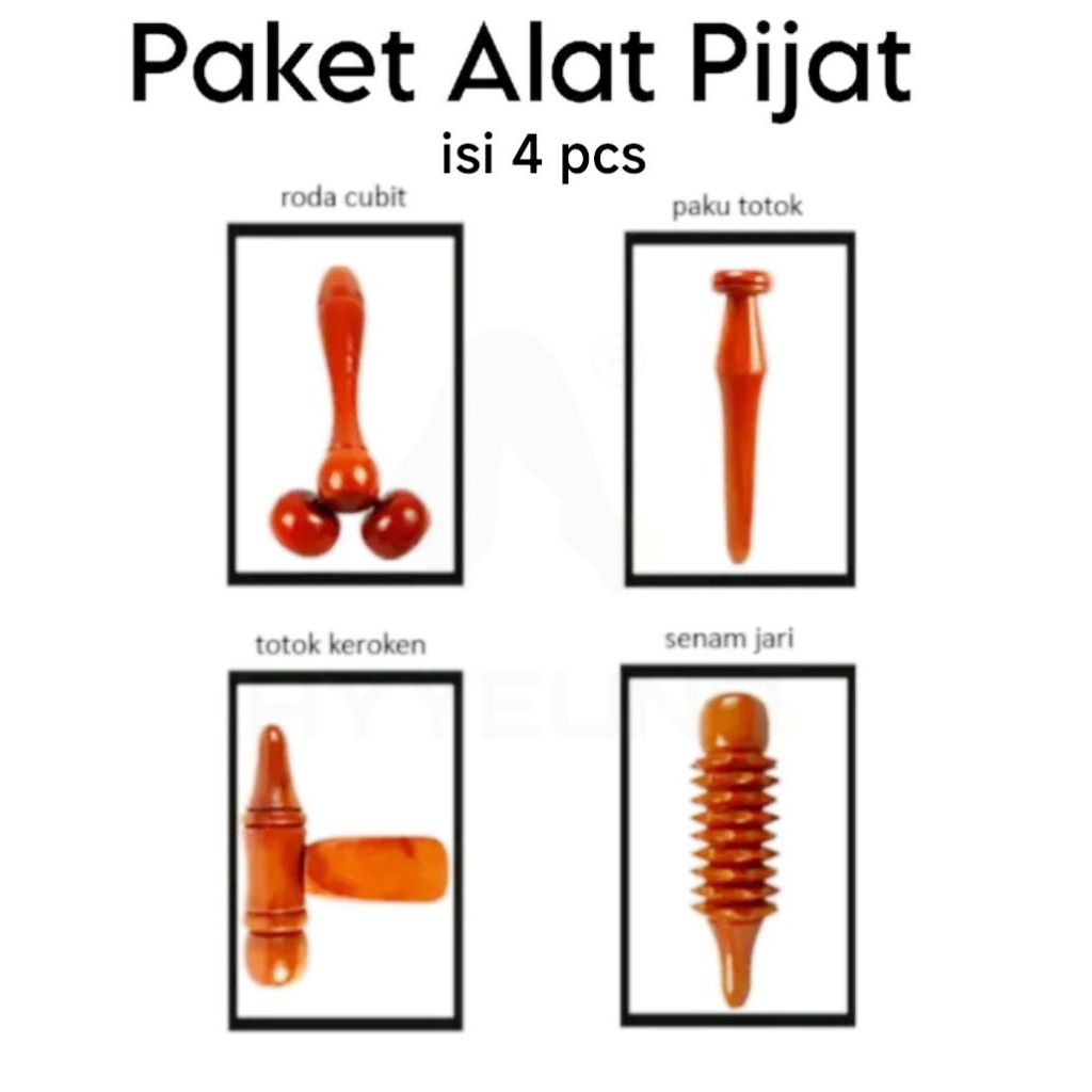 alat pijat kayu tradisional/alat pijat kayu manual/ alat pijat kayu murah satu paket isi 4 pcs