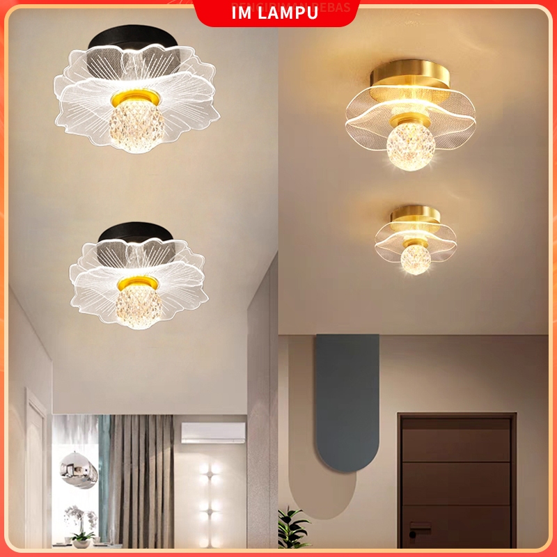 Lampu plafon kristal akrilik teras/balkon/kamar mandi kamar tidur/lampu dinding ruang tamu 3 warna