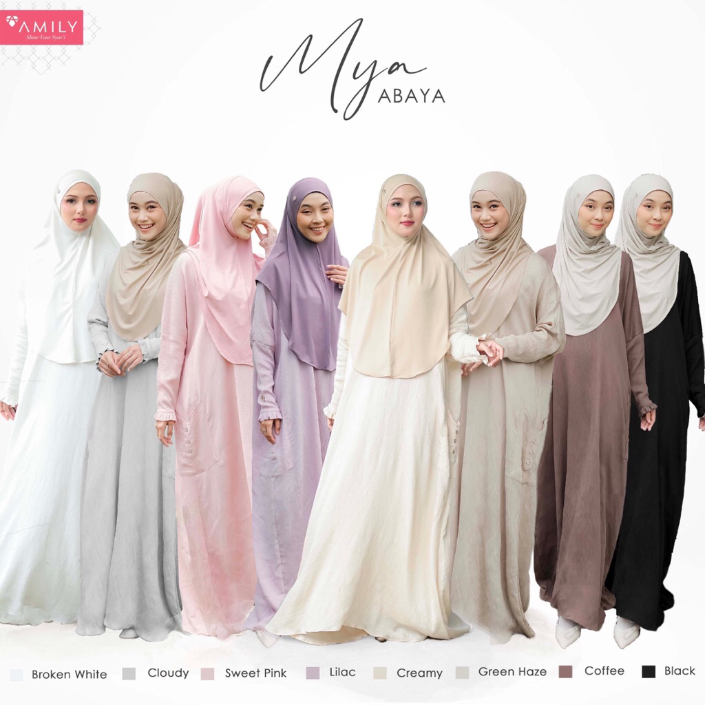 MYA ABAYA AMILY GAMIS SYARI CANTIK DRESS BRANDED SEMI BABY CORDUROY PREMIUM POLOS BLACK HITAM PUTIH 