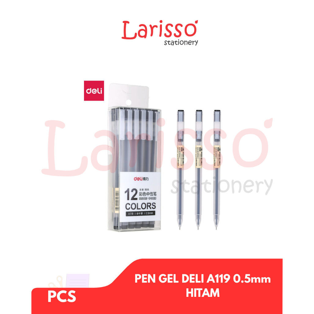 

DELI - (pcs) PEN GEL / PEN TINTA DELI A119 0.5mm Warna Hitam, Biru, Merah - Pcs