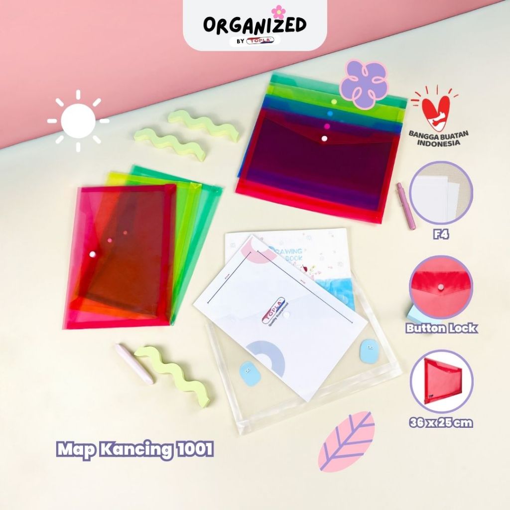 

Topla Map kancing 1001T file arsip kertas berkas kantoran dengan kancing 1 ukuran folio