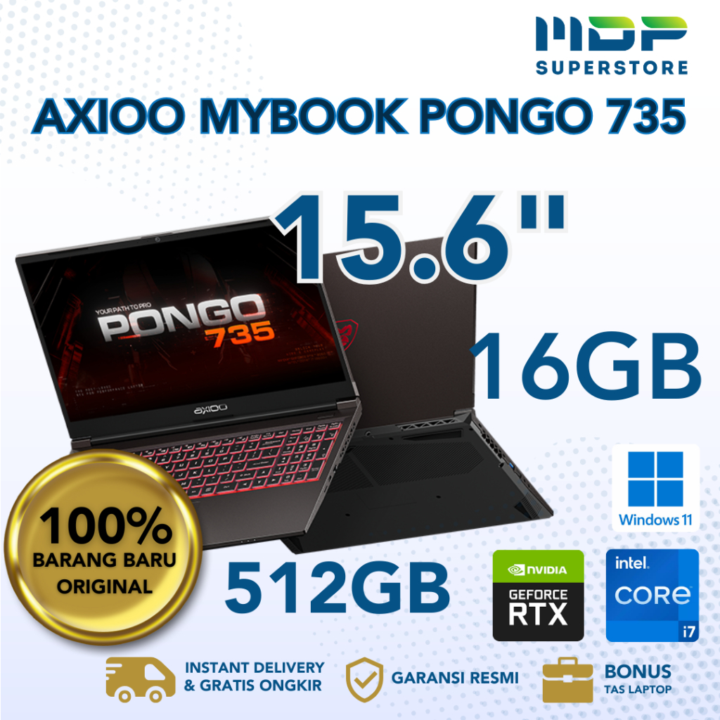 LAPTOP GAMING AXIOO MYBOOK PONGO 735 : INTEL CORE I7-13620H/ 16GB/ 512GB/ GEFORCE RTX3050 6GB,WIN 11