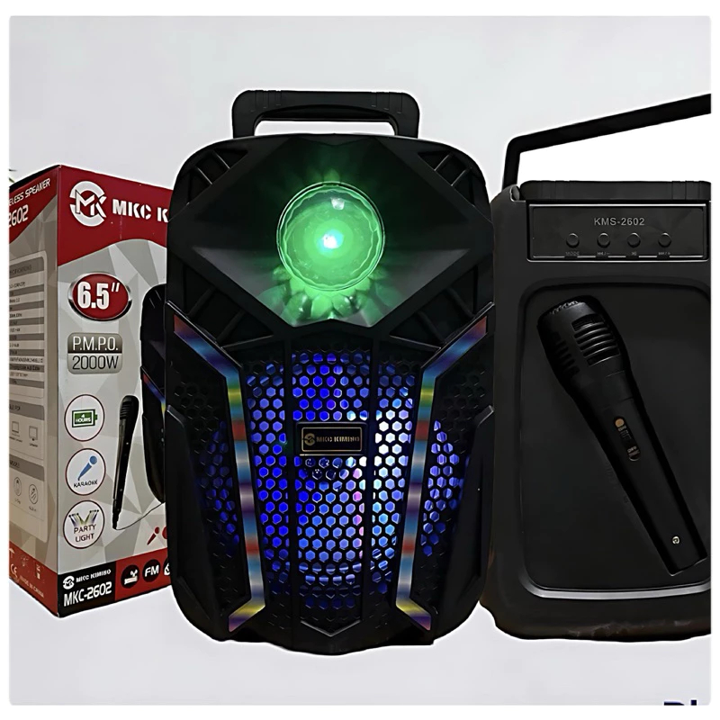 Speaker Bluetooth Karaoke Portable Extra Bass Free Microphone QS 2602