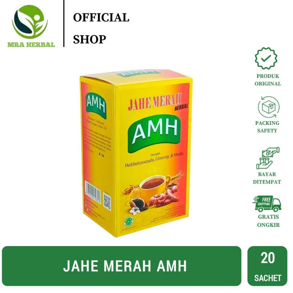 

Jahe Merah AMH Per Box Isi 20 Sachet | Jahe Merah Herbal Plus Habbattusauda Ginseng & Madu