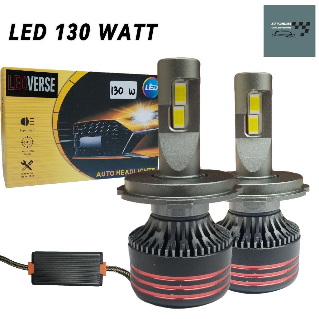 [2PCS] LAMPU LED HEADLAMP FOGLAMP MOBIL 1WARNA 130WATT MOBIL SUPER BRIGHT 1 WARNA H4 H8 H9 H11 H16 H