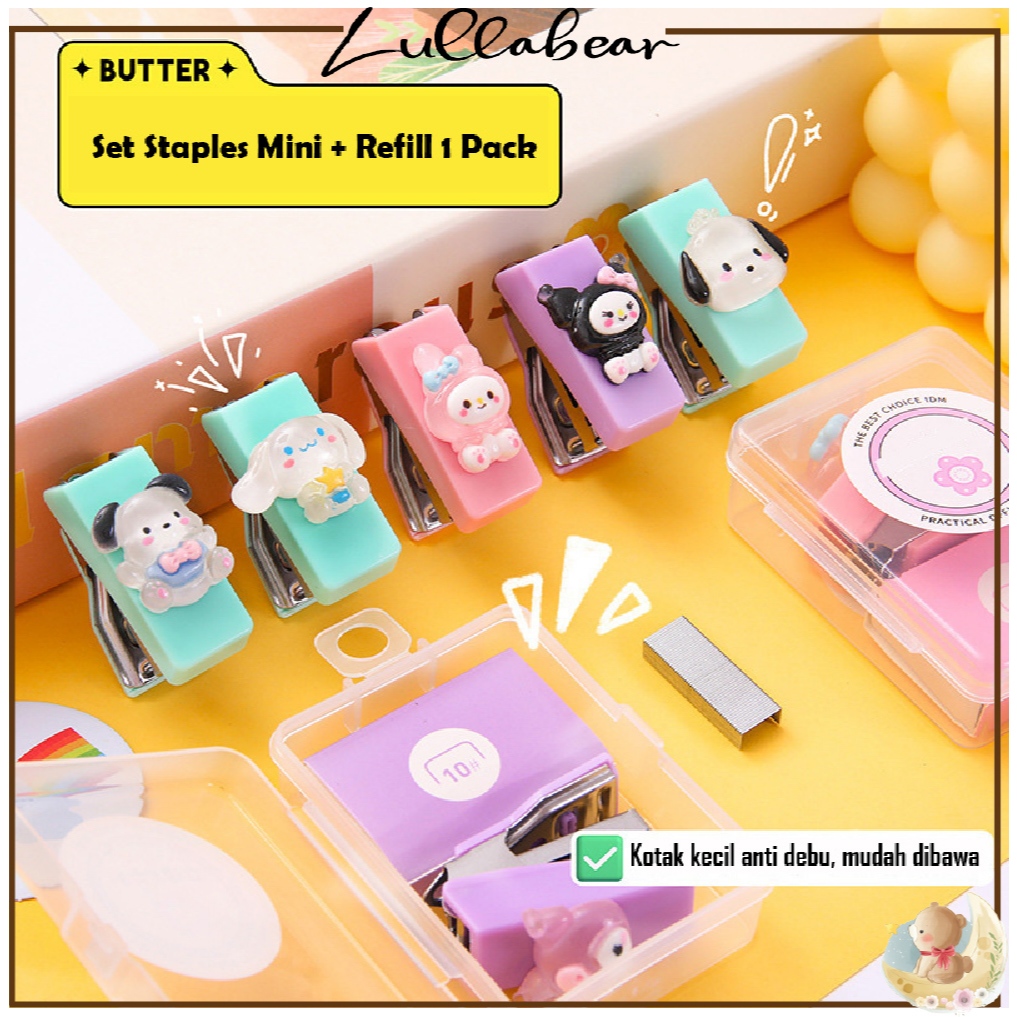 

STAPLER MINI PORTABLE + ISI MOTIF SANRIO / SET STAPLES KECIL LUCU MURAH DAN LUCU