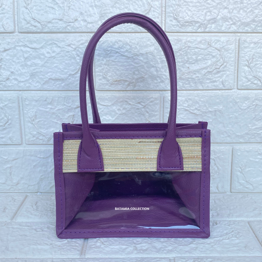 

Tas Mika Parcel (Ungu) Untuk Isi 2 Toples Silinder Tas Hampers Mendong Mika Transparan
