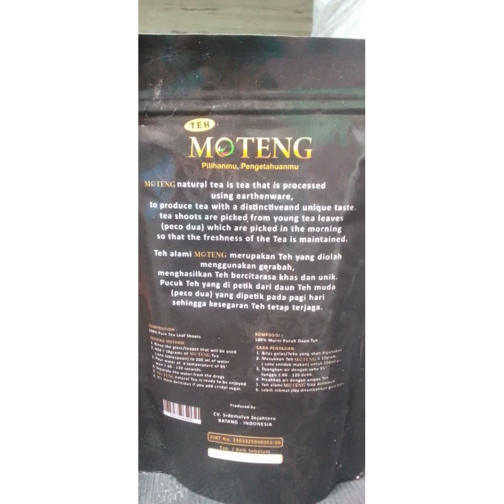 

Moteng Blacktea 50gram di buat dari pucuk daun teh pilihan