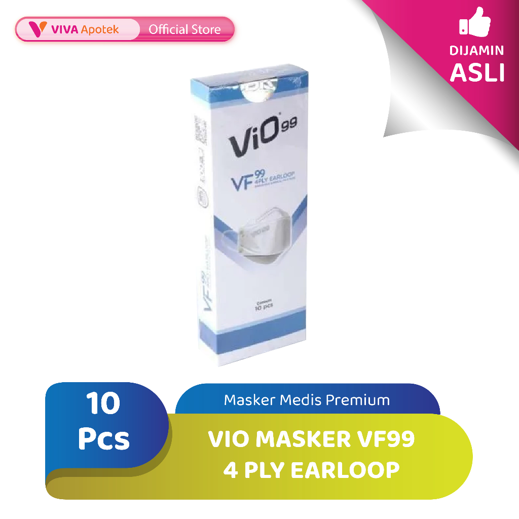 Vio Masker VF99 4 Ply Earloop Masker Medis Premium (10 Pieces)