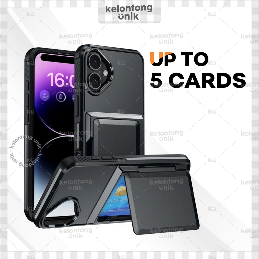 KELONTONG UNIK | Black Alloy Magic Door Card Case - Hardcase/ Casing HP for iPhone 11 12 13 14 15 16