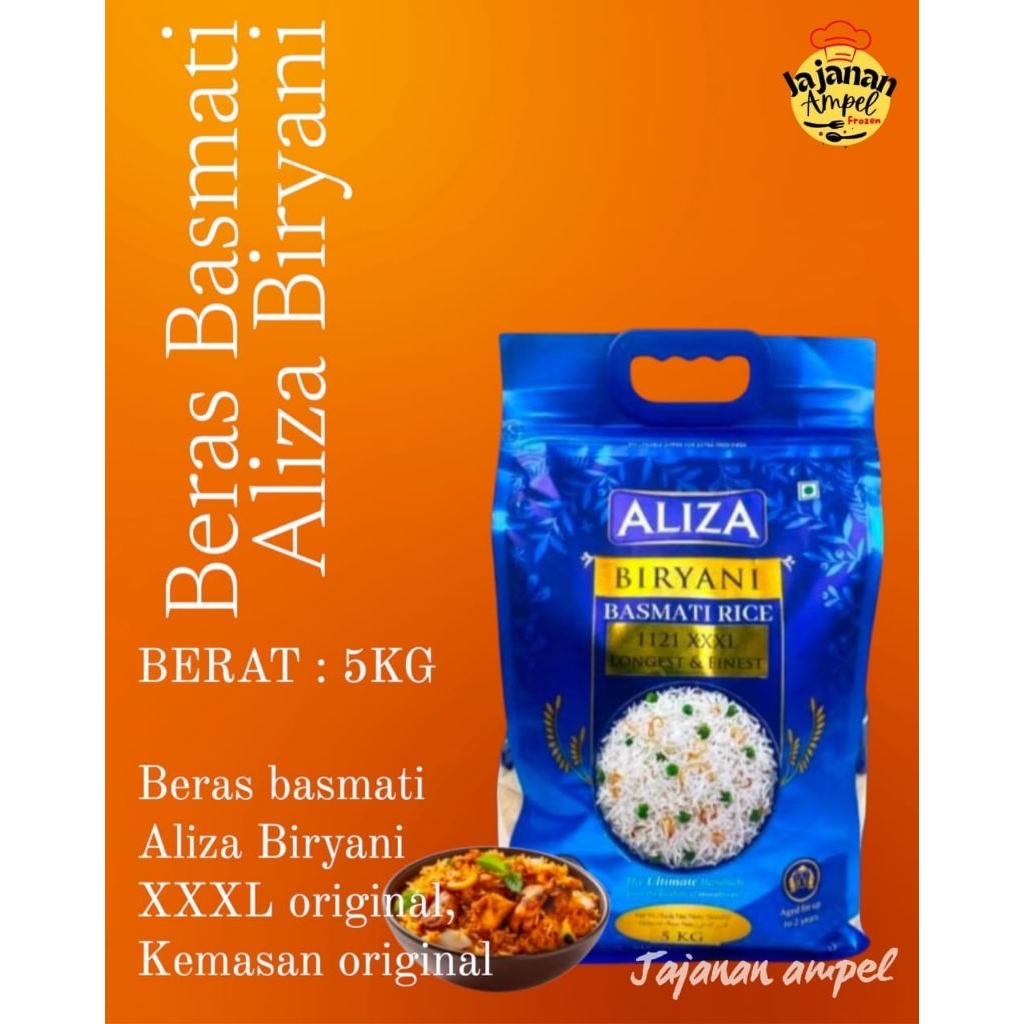 

BERAS BASMATI ALIZA BIRYANI XXXL ORIGINAL KEMASAN ORIGINAL 5KG