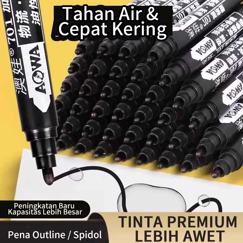 

spidol permanen Marker ukuran 1.5mm 8PCS Permanen Tahan Air Alat Tulis Spidol Cepat Kering Tinta Minyak Hitam Tidak Pudar