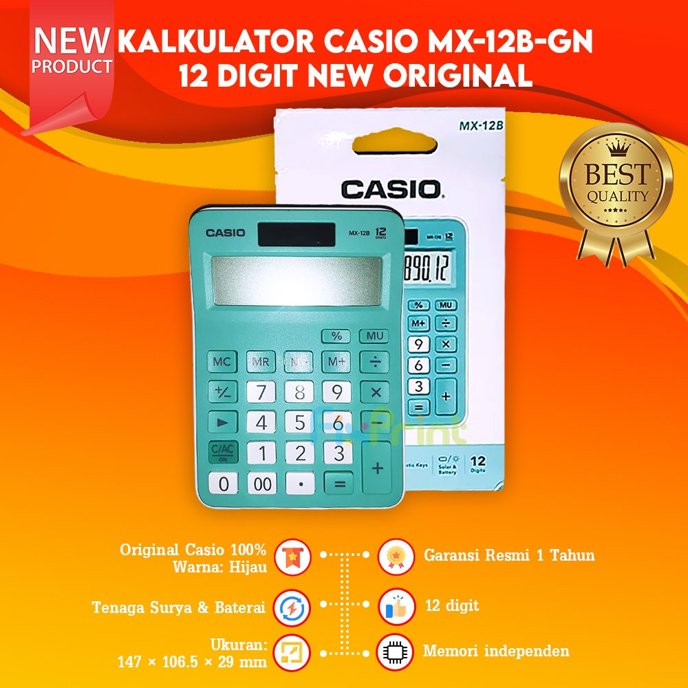 

RB Kalkulator Casio MX 12B Calculator MX-12B Desktop 12 Digit Kalkulator Lucu Pink Biru Muda Putih