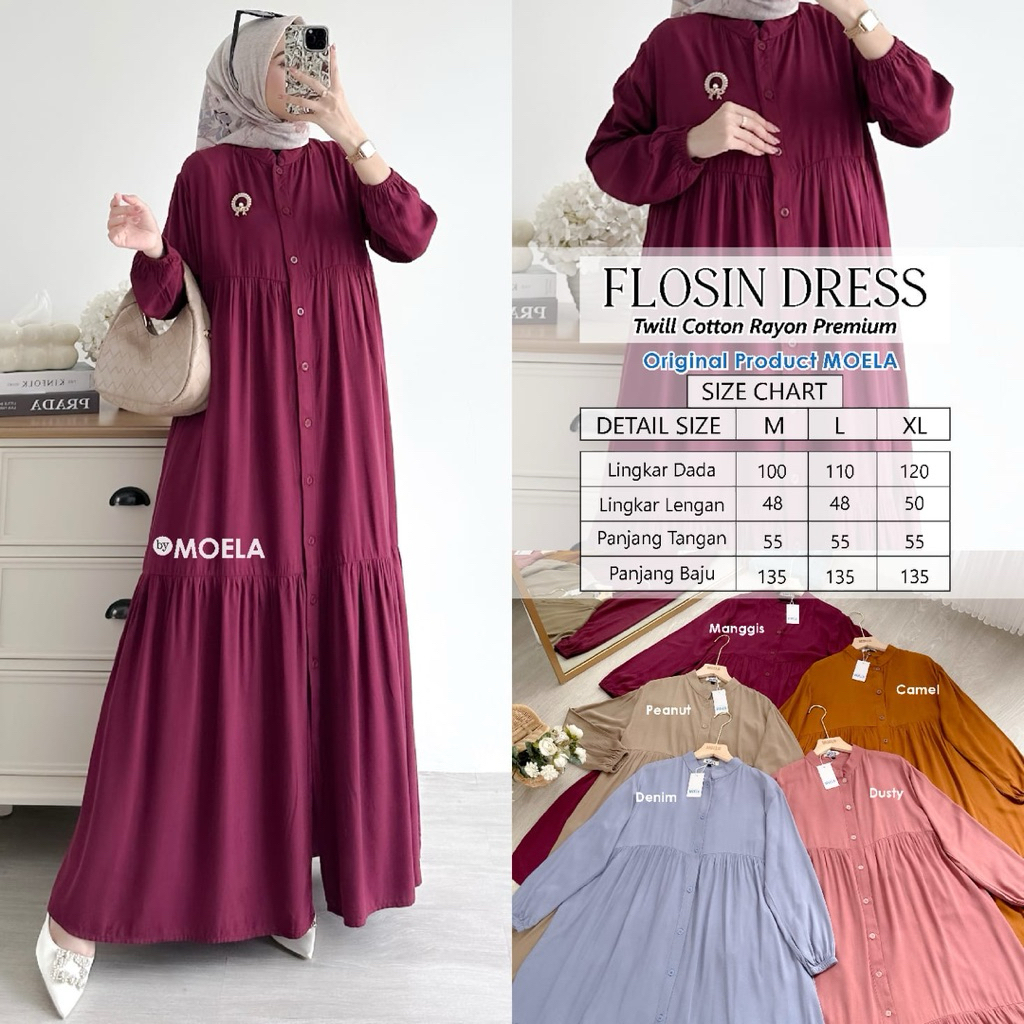 Gamis Dress Bersize Busui Polos Original Moela "Part 2"