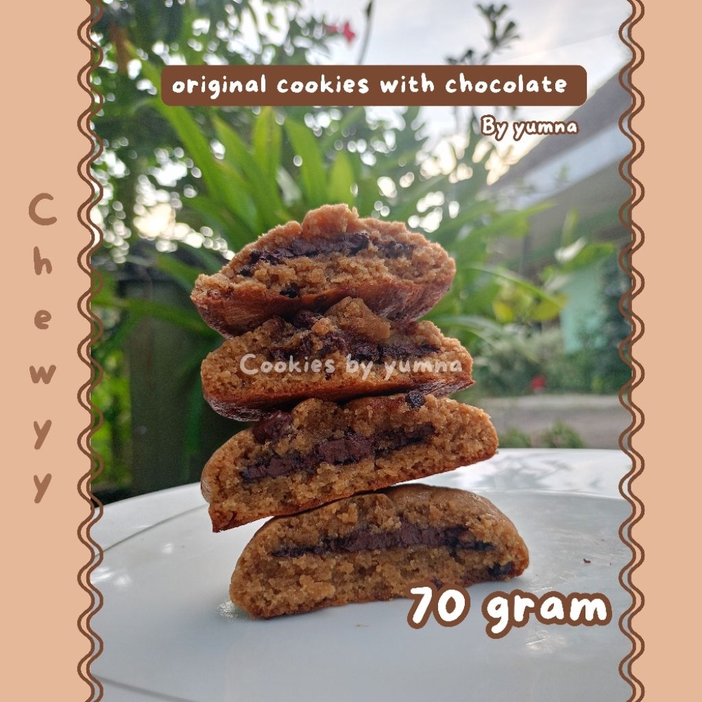 

softcookies by yumna, 70 gram with brown and palm sugar. chewy cookies | soft cookies