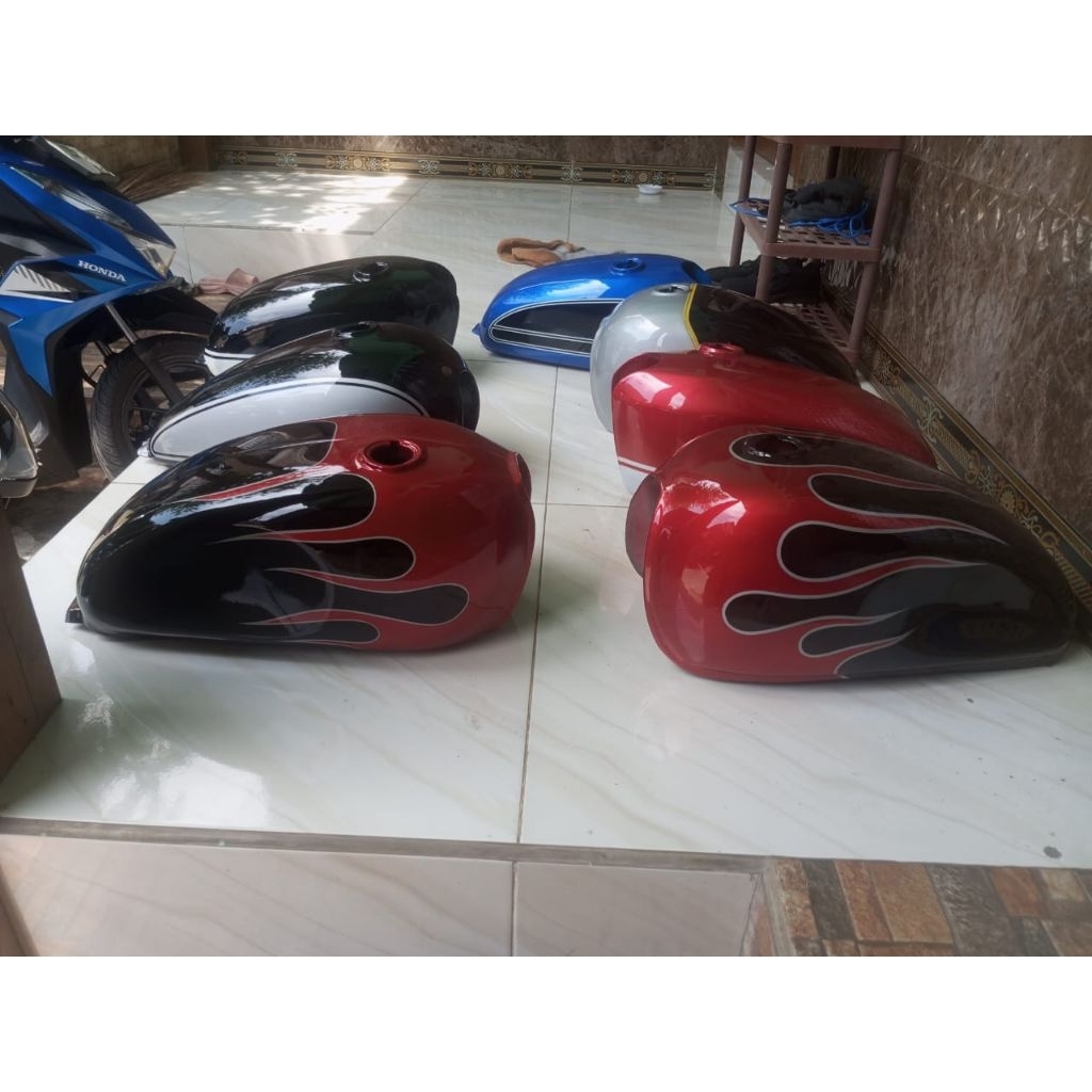 Tangki Triumph costum tutup ninja  body set japstayl Triumph Megapro Tiger thunder Scorpio