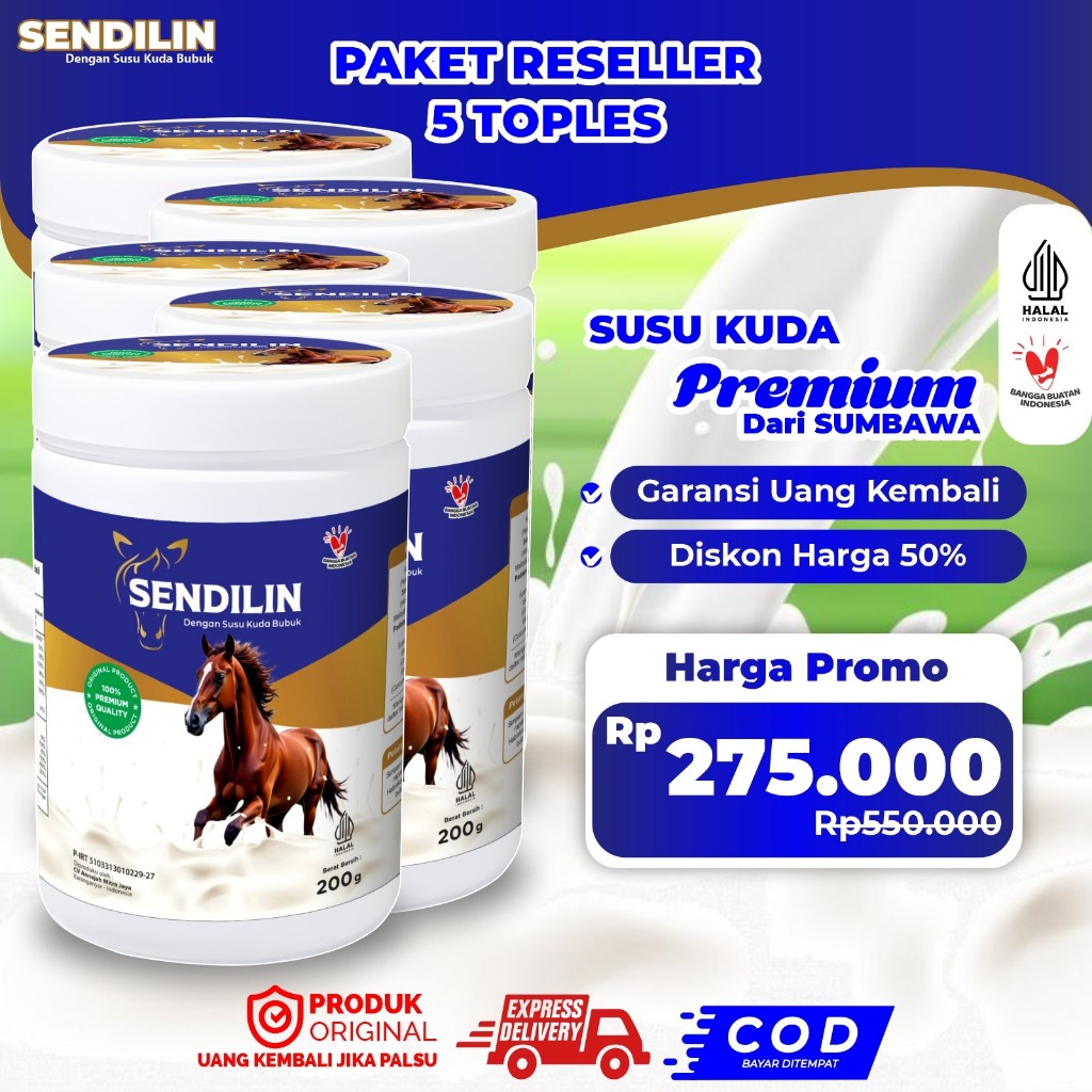

-SENDILIN 5 TOPLES-SUSU BUBUK KUDA SUMBAWA EKSTRAK HERBAL 200GR RASA ORIGINAL