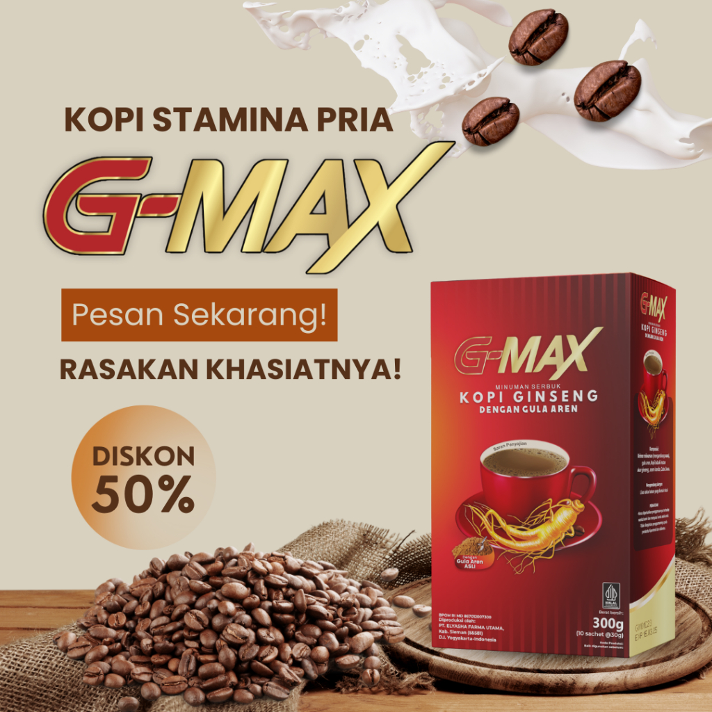 

Kopi G-max Minuman Penambah Durasi Kopi Stamina Pria Tahan Lama Bpom Halal