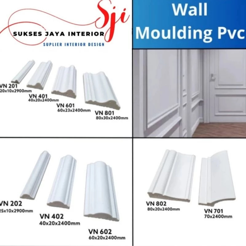 List Dinding wall moulding pvc / Moulding PVC Tampel Dinding / Moulding PVC