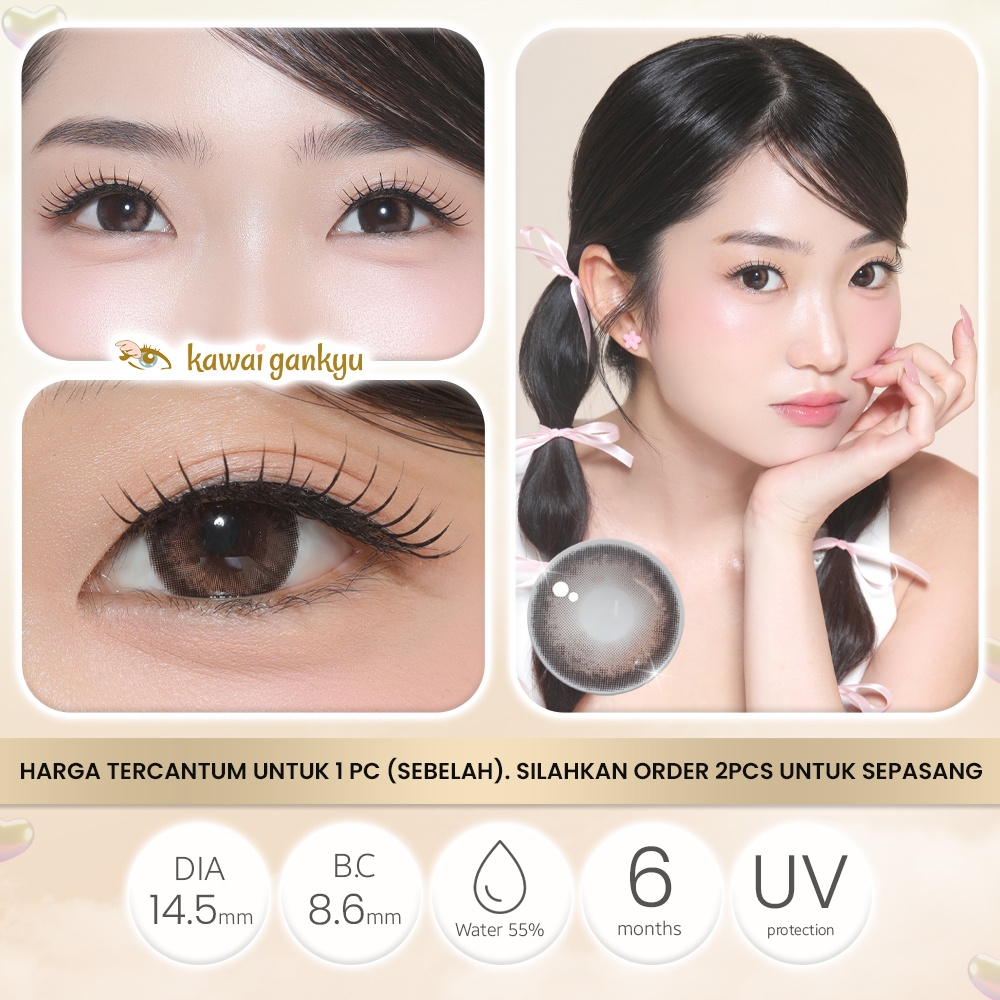 Kitty Baby Doll Brown (1botol/setengah psg) - Kawai Gankyu Softlens