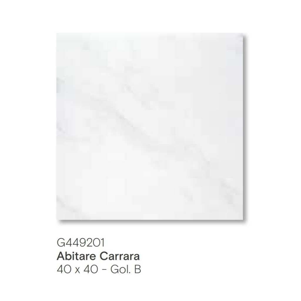 KERAMIK MEREK ROMAN TYPE ABITARE CARRARA UKURAN 40X40 GOL.B GLOSSY