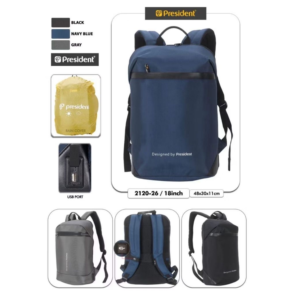 Tas Ransel Kerja Merk PRESIDENT Terbaru Tas Kantor super mewah elegant bahan tebal Tas Sekolah