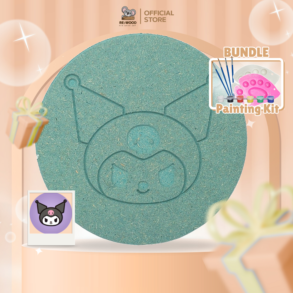 

REWOOD DIY Wood Character Painting Kit Set Kuromi Ikon | 12,5cm | Mainan Melukis Mewarnai
