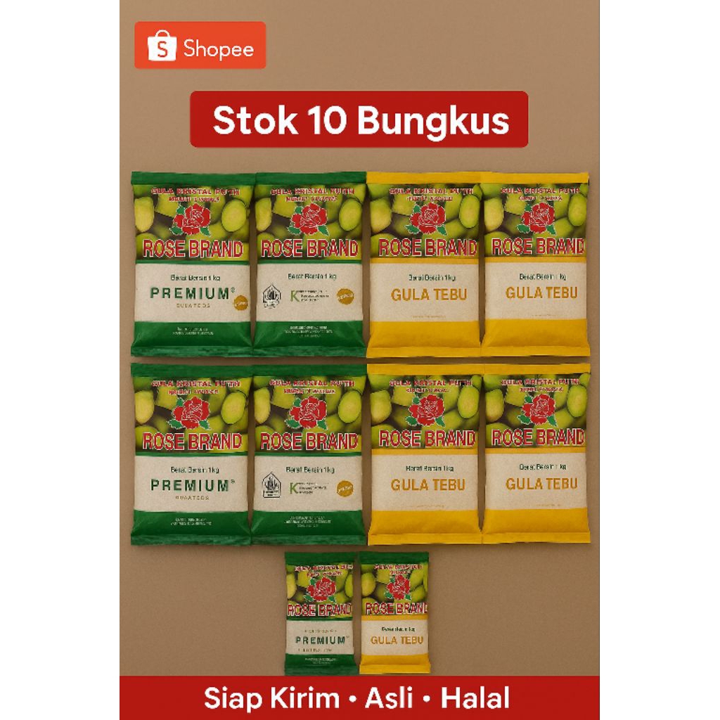 

Gula Pasir Premium & Gula Tebu Rose Brand 10kg - Gula Kristal Putih Berkualitas