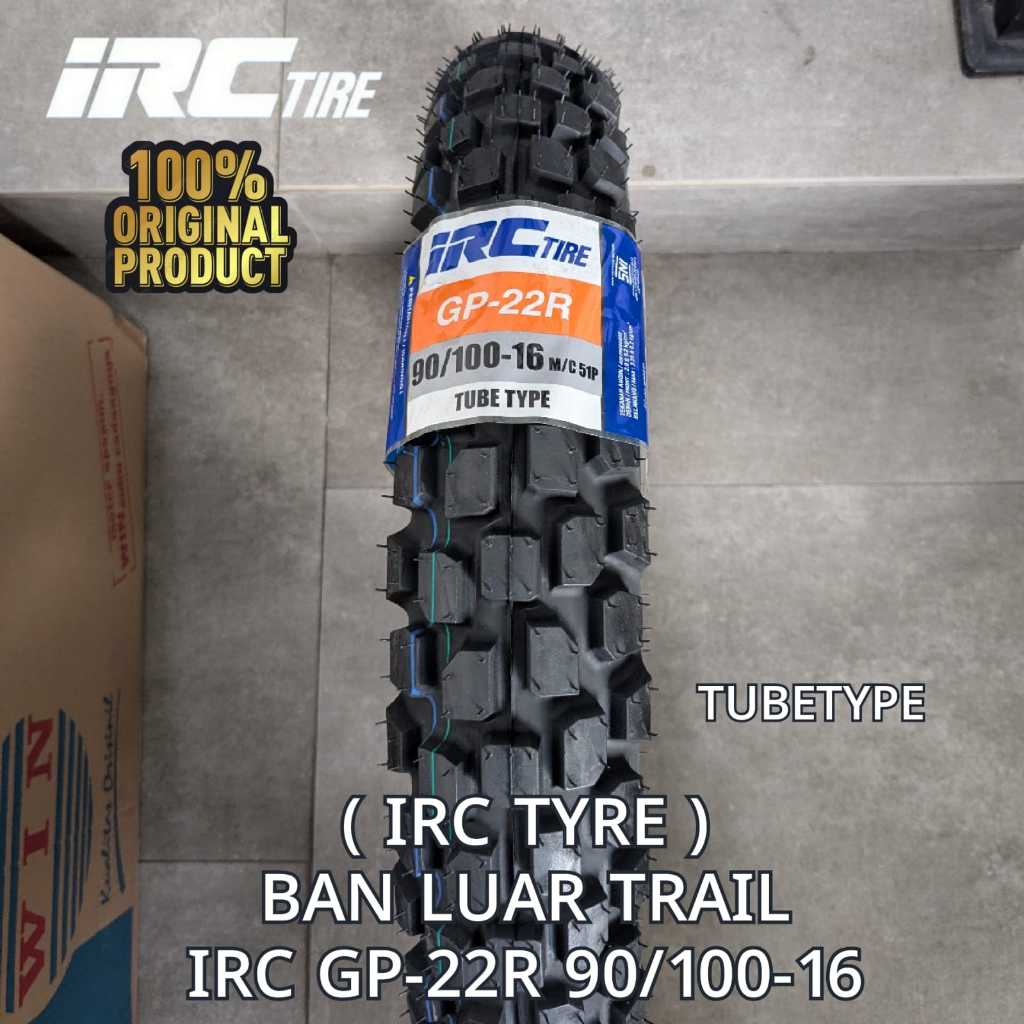BAN LUAR TRAIL RING 16 IRC GP-22R 90/100-16 TUBETYPE/PEMAKAIAN BAN DALAM