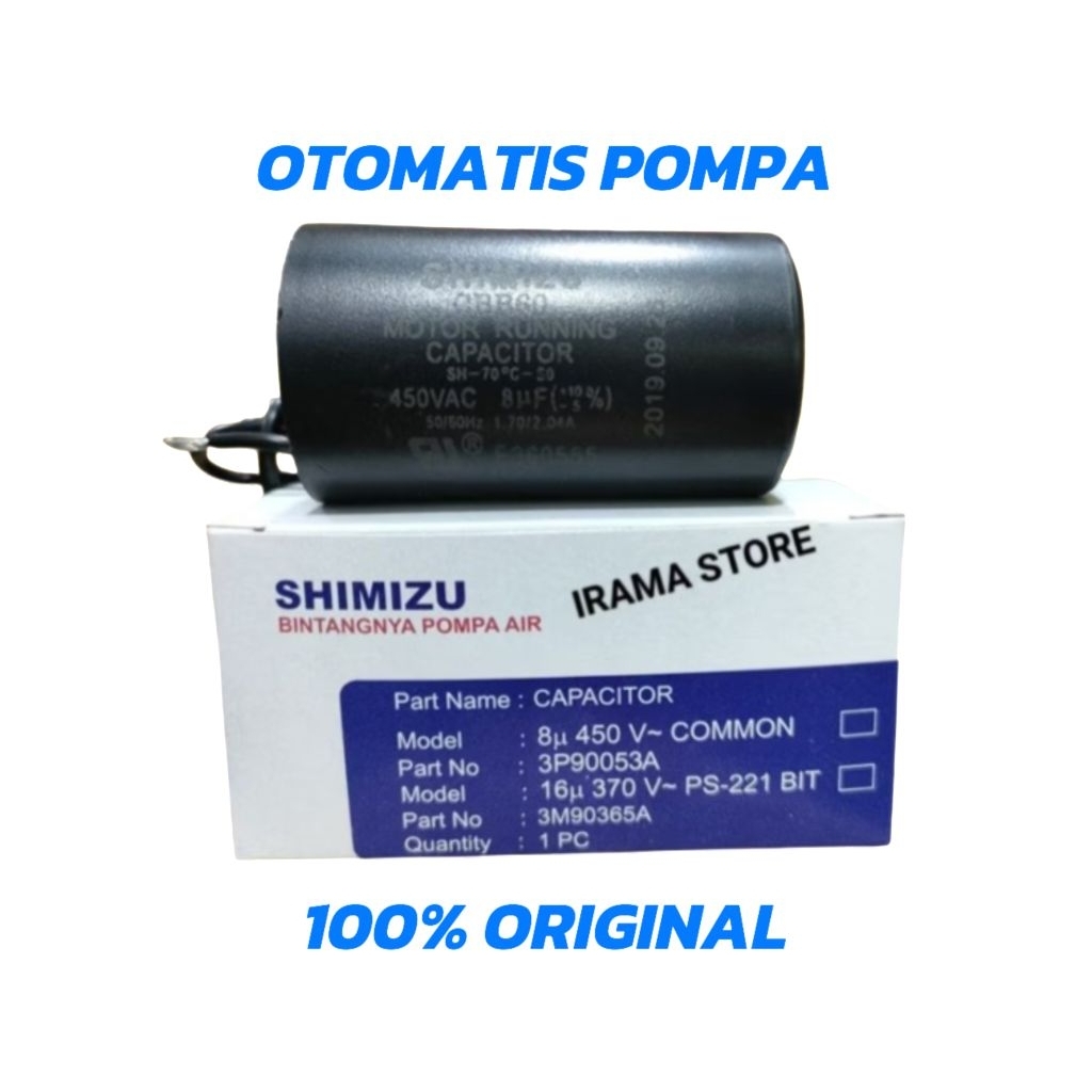 kapasitor pompa Shimizu 8uf original murah (1 pcs)/original shimizu ps 128 138 bit 135e 133/kapasito