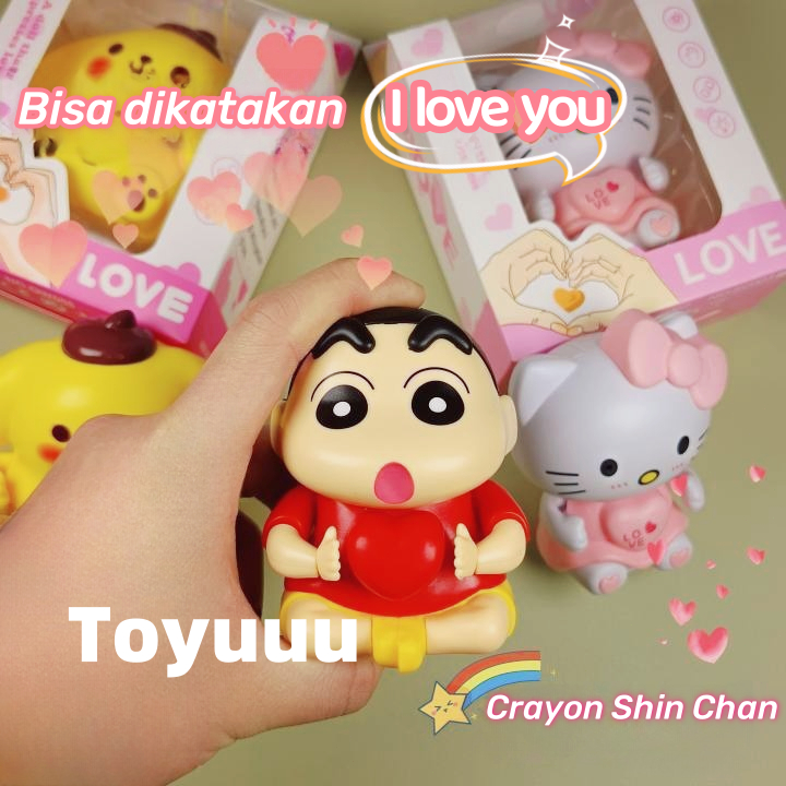 【Versi audio 】Versi Audio I LOVE YOU Crayon Shinchan Gantungan Kunci/Berbicara Rekaman Dapat Disesua